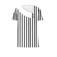 thumbnail image 4 of HOMBOM Shirts for Women Gray Romantic Striped Asymmetrical Collar Lapel V Neck Short Sleeve T-shirt M, 4 of 5