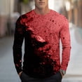 thumbnail image 2 of Stamzod Mens Workout Shirts Fashion Patchwork Printed Crewneck Long Sleeve Shirt Casual Oversized Athletic Shirts for Men Red D XL, 2 of 5
