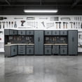 thumbnail image 2 of HPDMC 17-Piece Garage Storage Cabinet System - Heavy Duty Steel Workshop Organizer with Corner Cabinet, Workbench & Pegboard - Black & Grey, 2 of 9