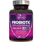 Probiotics - 50 Billion CFU per Capsule - 10 Strains & Prebiotics - Probiotics for Women & Men - Supports Digestive Gut Health, Bloating & Occasional Constipation - USA Bottled - 180 Capsules