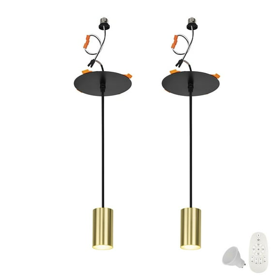 KAYYELAMP GU10 Dimmable Spot Light Modern Gold Metal Recessed Light Conversion Kit for E26 Recessed Mount Cans Pendant Vintage Design Upgrade for Kitchen Home Office 2-Lights