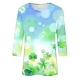 thumbnail image 5 of Diufon T-Shirts de la Saint-Patrick pour Femmes Décontractés Grande Taille Imprimé Trèfle Manches 3/4 Col Rond, 5 of 5