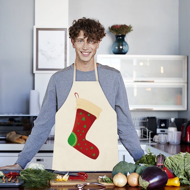 Fiudx Ofertas de la semana Delantales de cocina navideños Delantales de lino Delantales con tirantes Delantales de cocina Delantales para barbacoa Decoraciones navideñas Delantales sin mangas