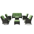 thumbnail image 3 of MeetLeisure 8 Pieces Outdoor Furniture Patio Furniture Set with One 3-Seat Sofa, Two Swivel Rocking Chairs,Two Rocking Chairs, Two Ottomans,One Side Table, Green, 3 of 14