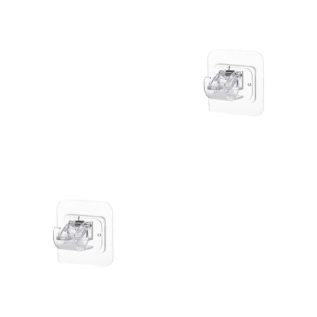 Injueey Clip de barra de cortina de ventana autoadhesiva para el hogar, barra de toalla sin pinchazos para sala de estar, abrazadera de 1pc transparente 2piezas