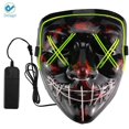 thumbnail image 2 of Deago Halloween Mask LED Light Up EL Wire Cosplay Glowing Mask The Purge Movie Scary Festival Costume with AA Battery, 2 of 4