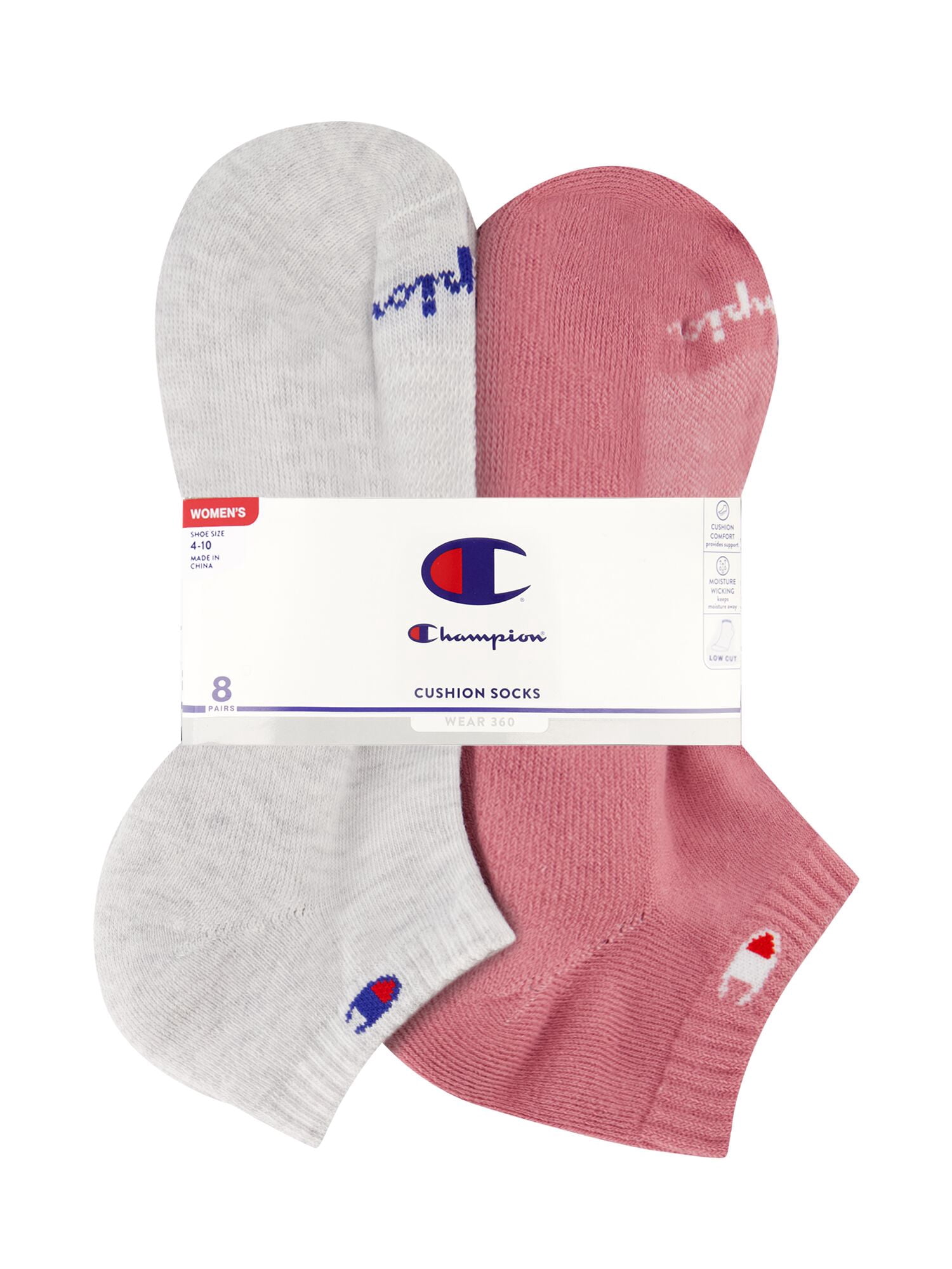 Champion Women’s Low Cut Cushioned Socks, 8 Pack, Sizes 4-10