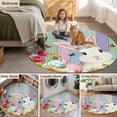 thumbnail image 5 of Easter Bunny Round Area Rug 8Ft Washable Large Circle Rugs for Living Room Dorm, Farmhouse Watercolor Eggs Tulip Wood Grain Non-Slip Carpet Floor Mats Indoor Outdoor Carpet Runner Home Decor, 5 of 8