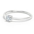thumbnail image 3 of Gem Stone King 10K White Gold White Lab Grown Diamond Solitaire Engagement Ring for Women (0.17 Cttw, Round 3.5MM, Gemstone April Birthstone, Size 6), 3 of 7