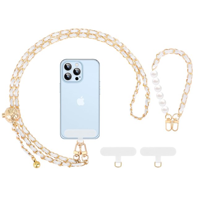 Cordón bandolera para teléfono MoKo, ajustable, metálico, blanco