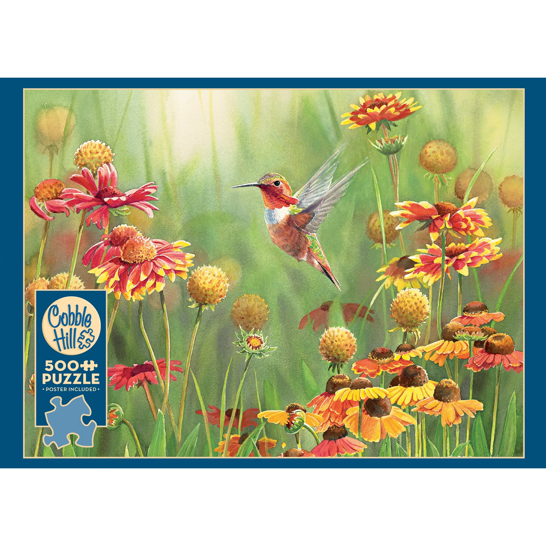 500 Piece Jigsaw Puzzle - Flowers And Hummingbird Family Art Puzzle For Adults