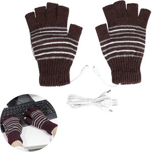 Stripe-caf-usb Heated Gloves Winter Heating Gloves Usb Heated Gloves Winter Electric Heating Gloves Knitted Heated Gloves Usb Heated Half Finger