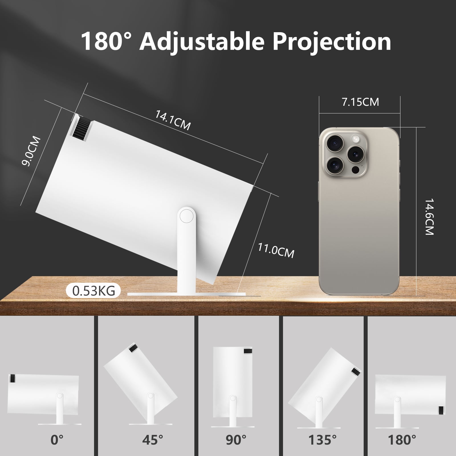 Mini Projector with Bluetooth and WiFi 6, 4K 1080P Support Portable Home Theater Projector for  Laptop, PC, Smartphone
