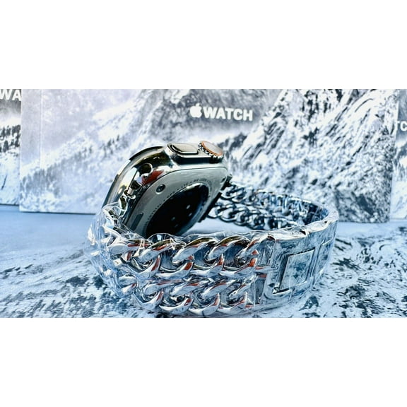 Custom Diamond Polished 49MM iWatch ULTRA with Chains Link Band