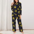 thumbnail image 6 of Rateoe Sunflowers Pattern Womens Pajamas Set Long Sleeve Sleepwear Button Down Nightwear Soft Cotton Pj Lounge Sets, 6 of 9