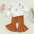 thumbnail image 2 of Lioraitiin-Conjunto de ropa de Pascua para niñas pequeñas, sudaderas de manga larga con cuello redondo, pantalones acampanados sólidos, 0-4 años, 2022-12-01, 2 of 3
