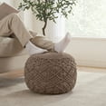 thumbnail image 3 of Ornavo Home Pouf Ottoman Foot Rest - 100% Cotton Pouffe - Hand Knitted Macrame Braid - Boho Round Stuffed Ottoman for Living Room, Bedroom, 3 of 6