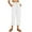 White, variant on Hvyesh Womens Wide Leg Cotton Linen Capris Summer Elastic Waist Casual Flowy Drawstring Comfy Trousers Lightweight Beach Pants