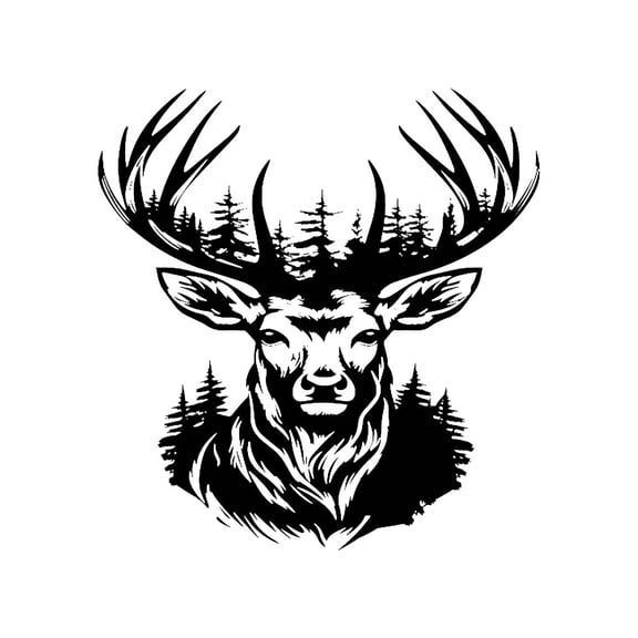 ​Sdcart Majestic Buck Head Metal Wall Art - Gallery Flat Deer Silhouette Iron Decor Wildlife Lodge Animal Silhouette Elegant Antlers Matte Black Nature Inspired Living Room Forest Accent Sculpture​