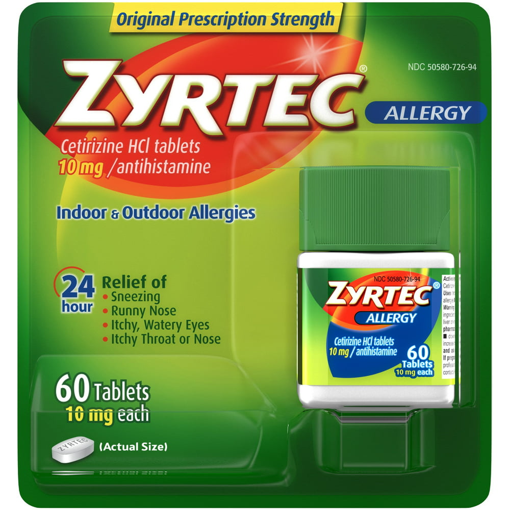 Zyrtec 24 Hour Allergy Relief Tablets 10 Mg Cetirizine Hcl