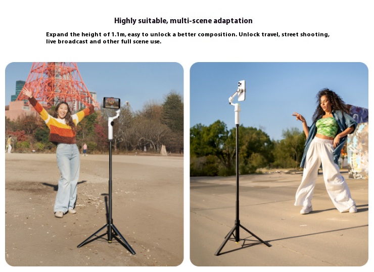 Quick Release Camera Tripod - Bigcan 1.1m Lightweight Travel Tripod Stand with 1/4" Mount, Stable Foldable Pole for Vlogging, Live Streaming, Outdoor Use