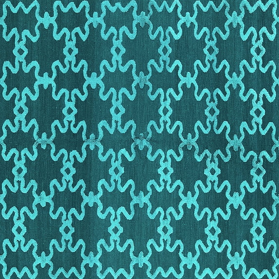 Ahgly Company Indoor Square Oriental Turquoise Blue Industrial Area Rugs, 4' Square