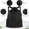 thumbnail image 2 of Mochila con CordóN con CordóN Mochila Deportiva Bolsa de Gimnasio con Bolsillo Lateral para Mujeres Hombres Negro, 2 of 5