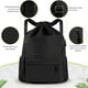 thumbnail image 2 of Mochila con CordóN con CordóN Mochila Deportiva Bolsa de Gimnasio con Bolsillo Lateral para Mujeres Hombres Negro, 2 of 5