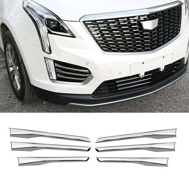 for Cadillac XT5 2016-2020 Chrome ABS Front Bumper Fog Light Lamp Strip Trim 6X