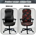 thumbnail image 4 of FKELYI Office Chair Cover Computer Chair Covers Removable Chair Protector Slipcover Stretch Fabric Boss Chair Covers for Home Office, Retro Red Rose Print, Small, 4 of 6