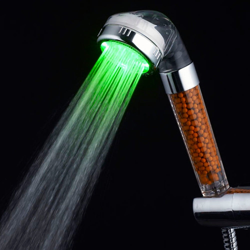 RGB 7 Color LED Light Water Stream Bath Bathroom 3 Modes Waterfall Shower Head 