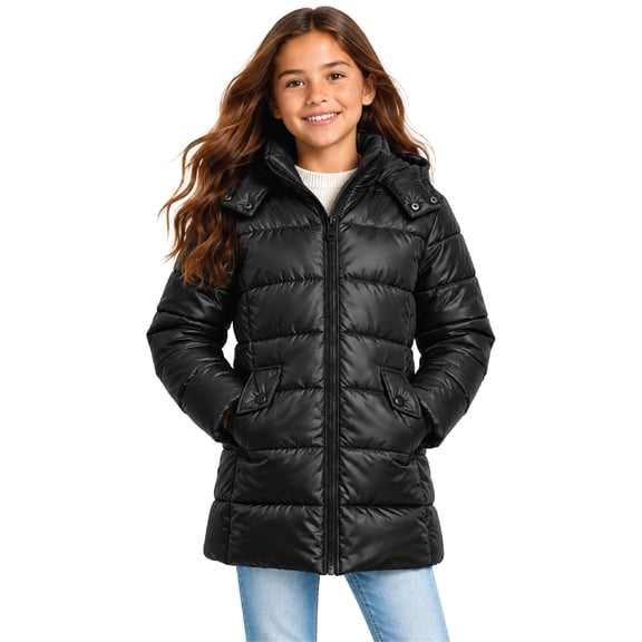 Steve Madden Girls Puffer Jacket Insulated Quilted Long Length Winter Parka Long Puffer Jacket