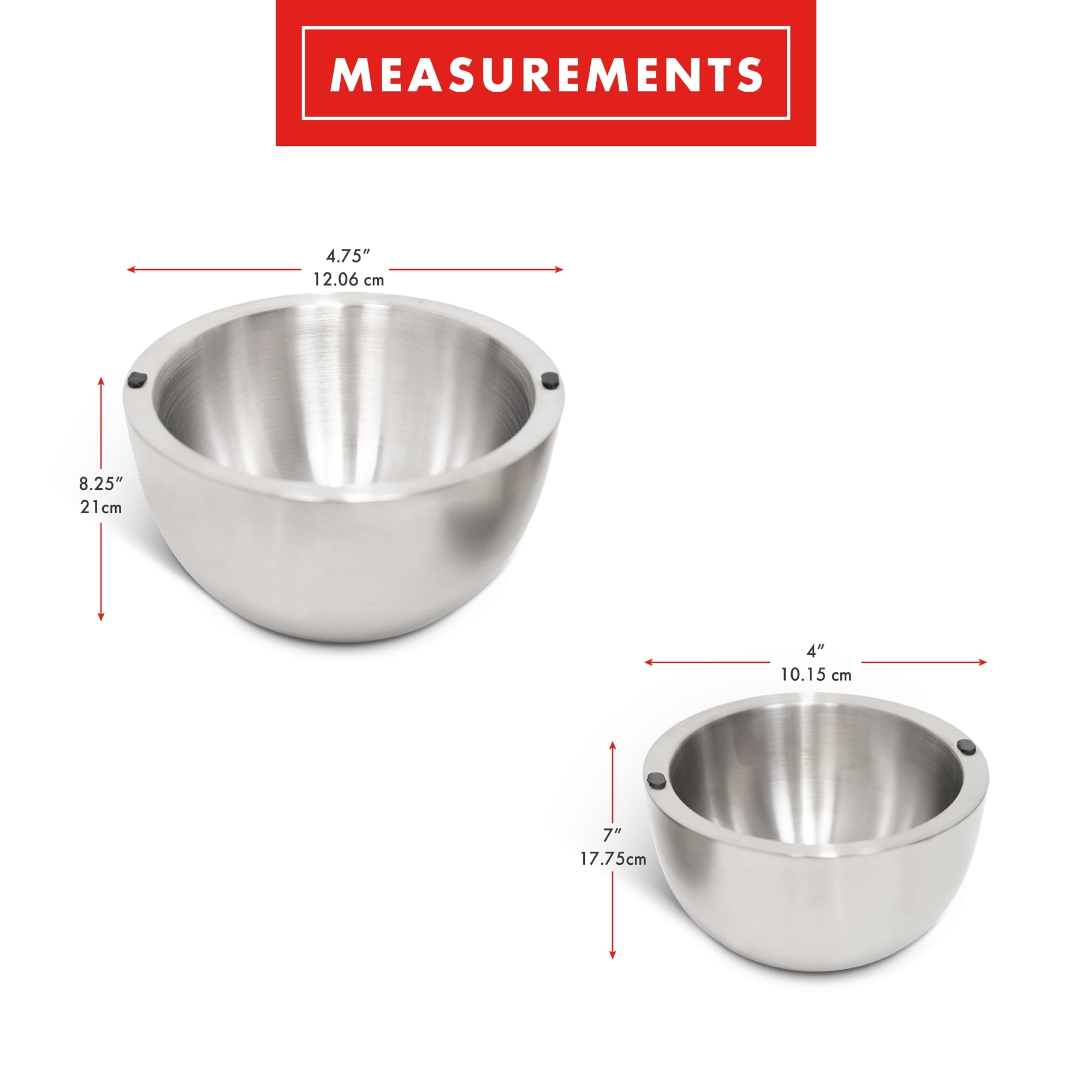 Emeril Lagasse Stainless Steel Insulated Bowls, Double Wall, Silver, 2 Piece Set