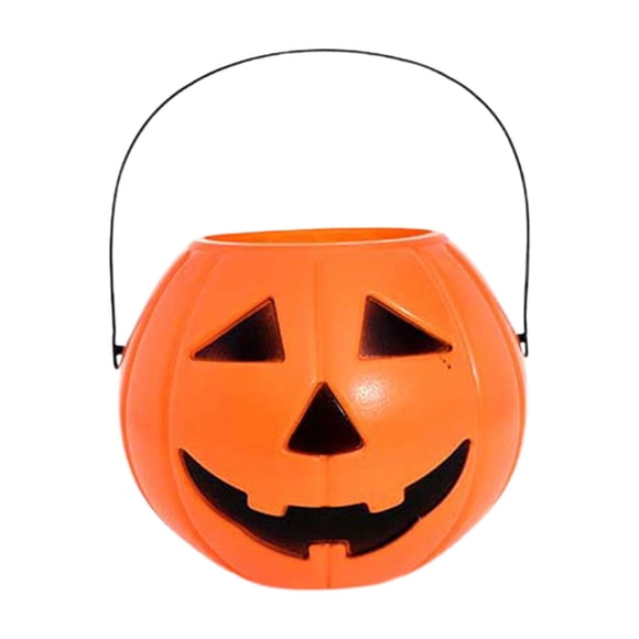 Aihimol Pumpkin Candy Bucket Plastic Pumpkin Bucket Portable Pumpkin Pail With Handle Reusable Cute Halloween Candy Bucket for Party Halloween Pumpkin Bucket(3.9 * 3.5 in)