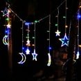 thumbnail image 5 of Viworld Star Solar Lights Outdoor 138LED Solar Powered Curtain Lights Window Lights Solar Led String Lights Star Moon Fairy Lights for Backyard Garden Patio Home Christmas Holiday Decoration, 5 of 7