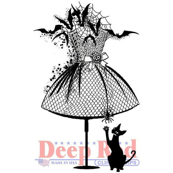 Deep Red Cling Stamp 2"X3.1"-Halloween Dress Form