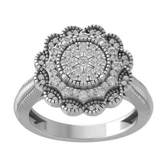 ARAIYA FINE JEWELRY 10K White Gold Diamond Wedding Band Ring (1/2 cttw, I-J Color, I2-I3 Clarity) Size 5