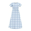 thumbnail image 4 of biudgviw Robe Décontractée pour Filles à Carreaux Manches Courtes Col Rond Robe Longue d'Été avec Poches 4-14 Ans, 4 of 7