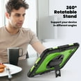 thumbnail image 6 of 3 Layer Multi-Functional Case for iPad Pro 13 2024, for Kids Heavy Duty Protective Case with Screen Protector & Stylus Holder & 360 Rotating Stand and Hand/Shoulder Strap Cover - Green+Black, 6 of 9