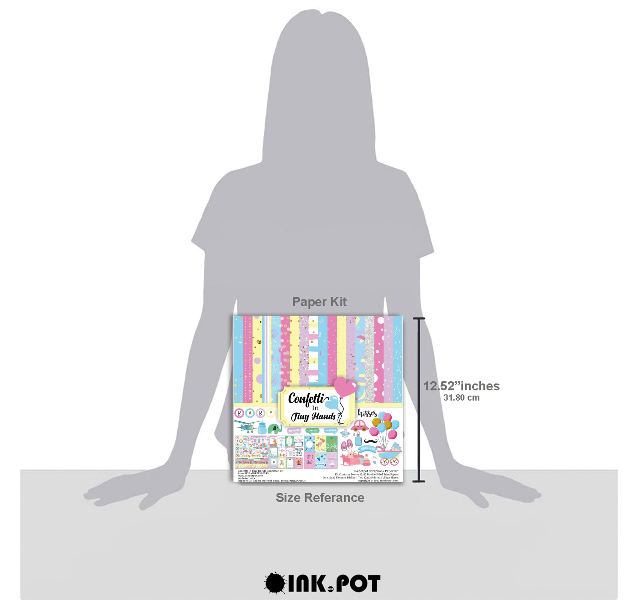 Inkdotpot Baby Theme Pastel Confetti Collection Double-Sided Scrapbook Paper Kit Cardstock 12"x12" Card Making Paper Pack Of With Sticker Sheet - 16 Pages - Multicolor