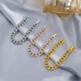 thumbnail image 3 of EOEMY Punk 925 Siver Gold Rhinestone Cuban Link Chain Bracelet Bling Women Men Jewelry-Gold, 3 of 9
