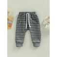 thumbnail image 2 of Bagilaanoe Toddler Baby Boys Girls Joggers Pants Casual Striped Sweatpants 6M 12M 18M 24M 3T Kids Trousers Solid Pocket Bottoms, 2 of 7
