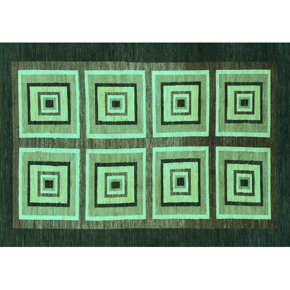 Ahgly Company Indoor Rectangle Abstract Turquoise Blue Modern Area Rugs, 7' x 10'