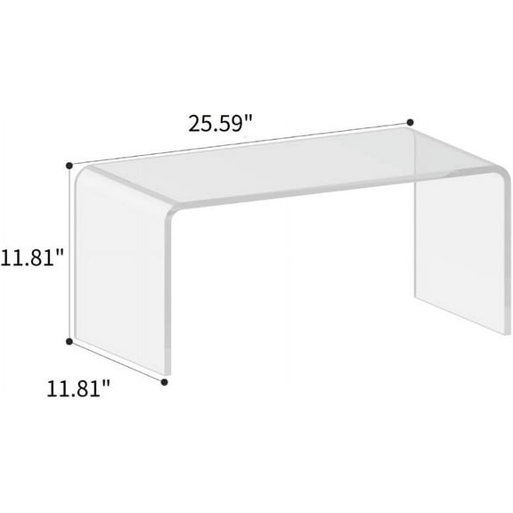 Modern Acrylic End Table - Thick Coffee Table for Any Room (Clear)