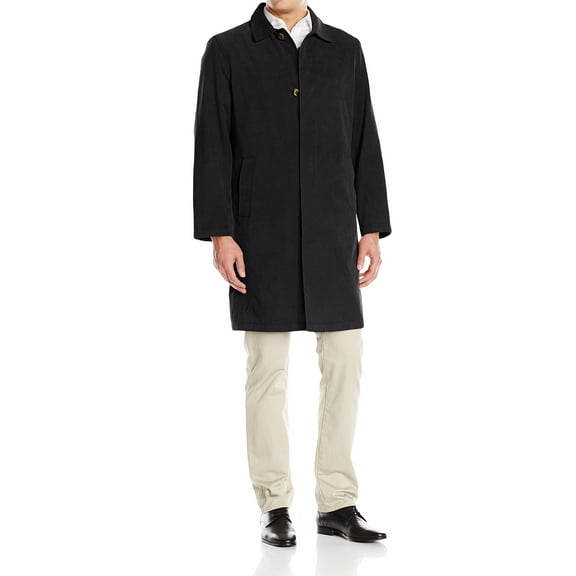 london fog men's salem 40 inch twill fly front rain coat, black, 42 regular