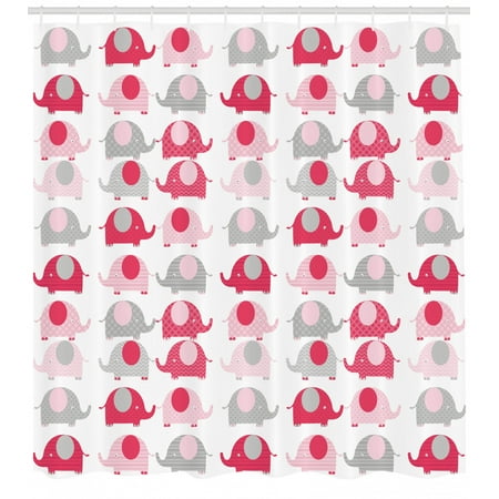 Nursery Shower Curtain Vibrant Colored Abstract Elephants Polka