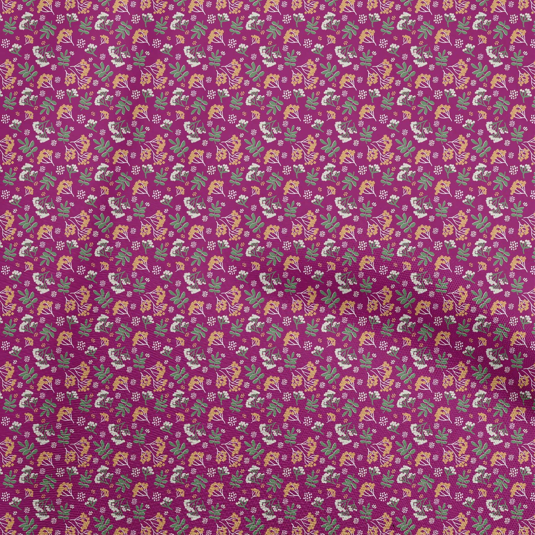 oneOone Cotton Silk Dark Magenta Fabric Asian Japanese Floral Fabric ...