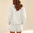 thumbnail image 4 of Women's 2 Piece Outfits Sweatshirt and Shorts Sets Long Sleeve Crew Neck Lounge Matching Sets with Pockets Plaid Trim Casual Pajama Set White, 4 of 5