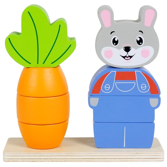 Spark Create Imagine Wooden Rabbit and Carrot Stacking Puzzle for Ages Eighteen Months and Older
