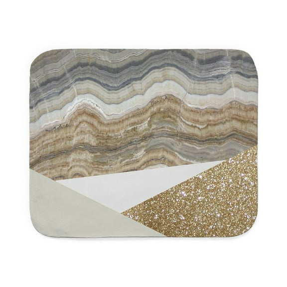 CafePress - Geometric Gold Glitter - Sherpa Fleece Throw Blanket 60" x 50"